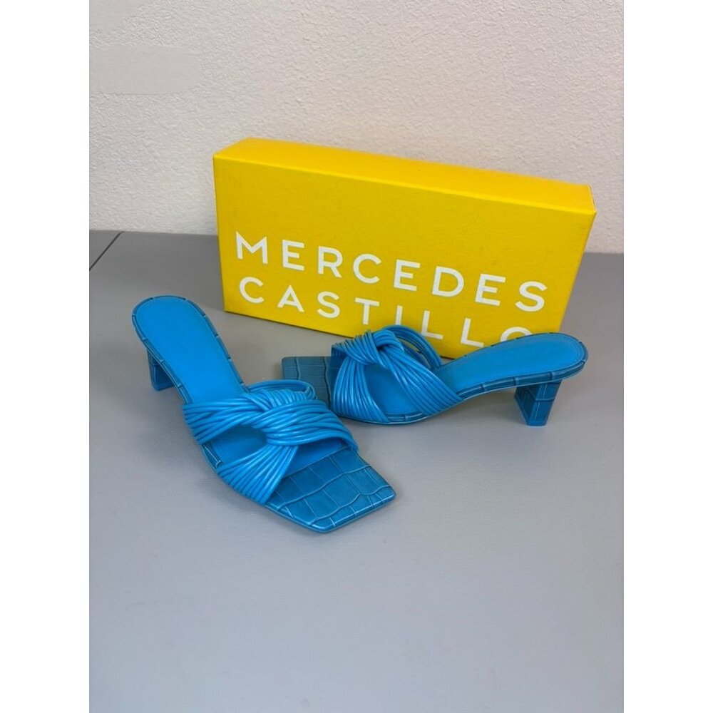 Mercedes Castillo‎ women's 6.5 capri blue Calisse side knot heeled sandals NIB